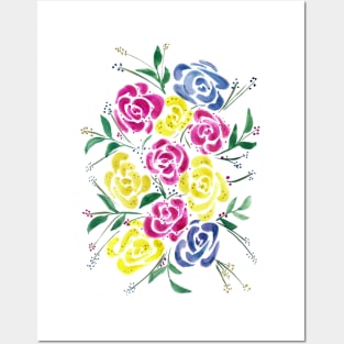 watercolor flowers bouquet Posters and Art